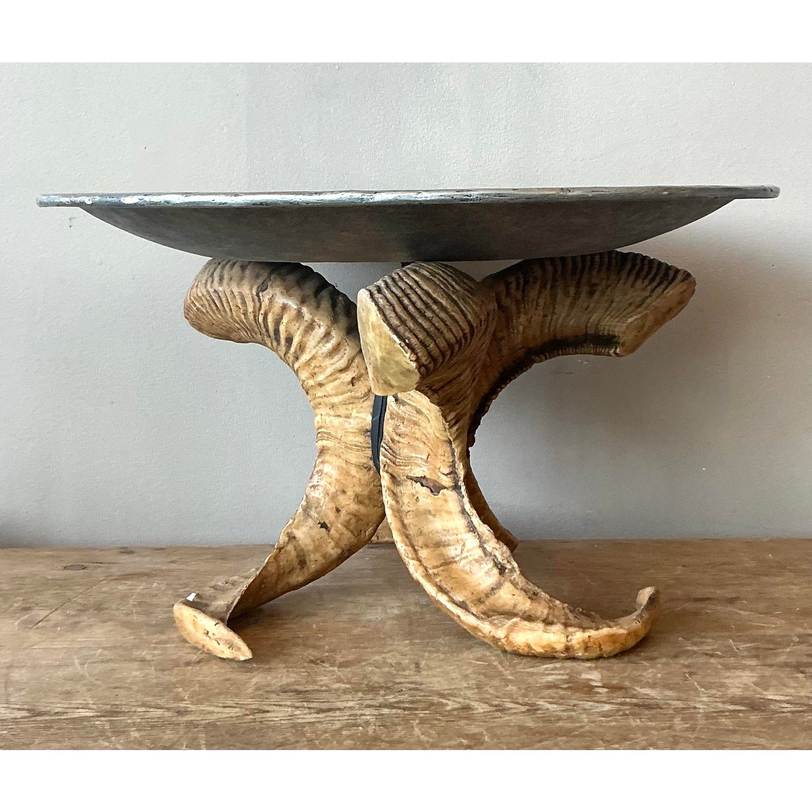 Vintage Boho Resin Horn Tray After Maitland Smith - Top view