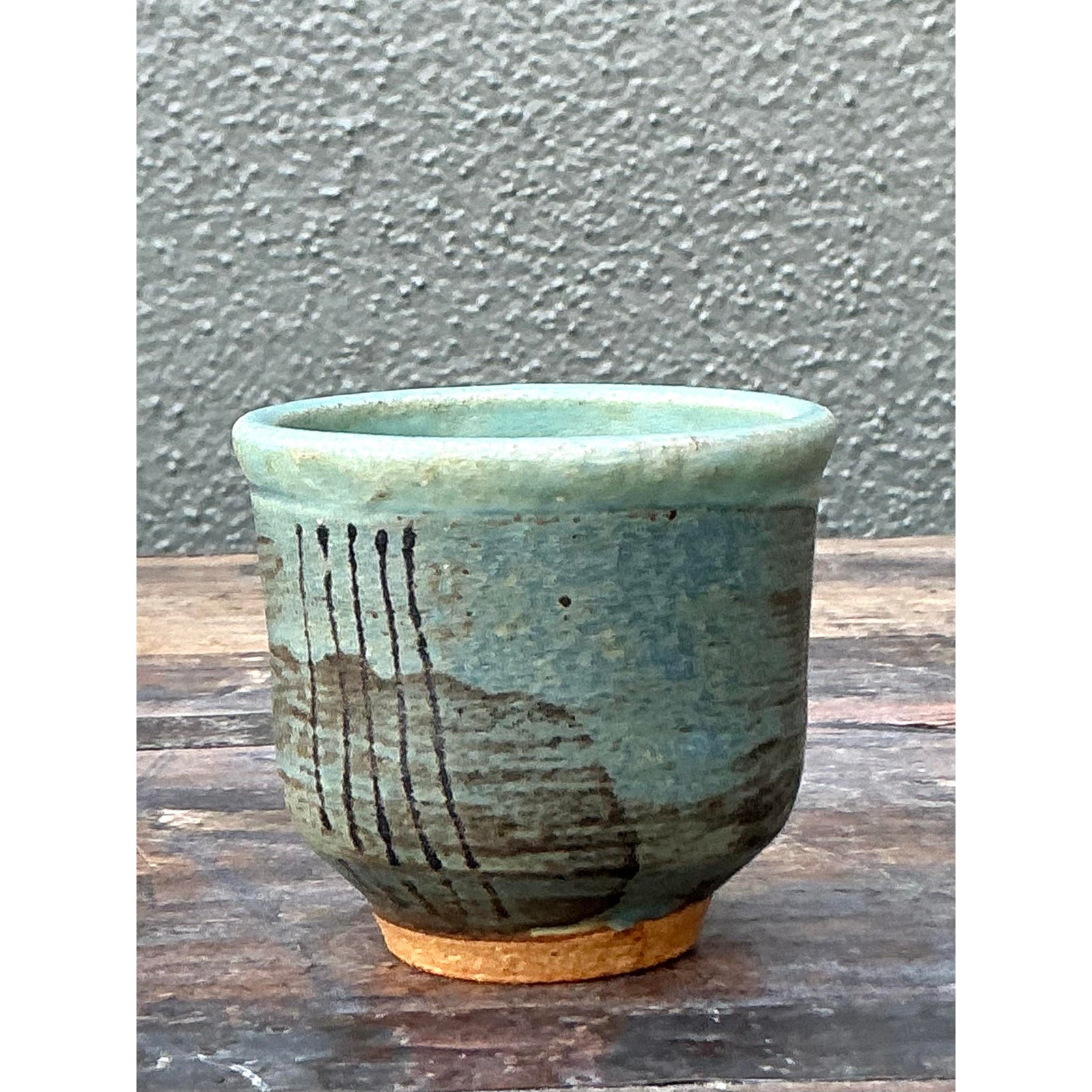 Vintage Boho Original Studio Pottery Small Vase - Ceramic, 2.75W x 2.5H - Detail view