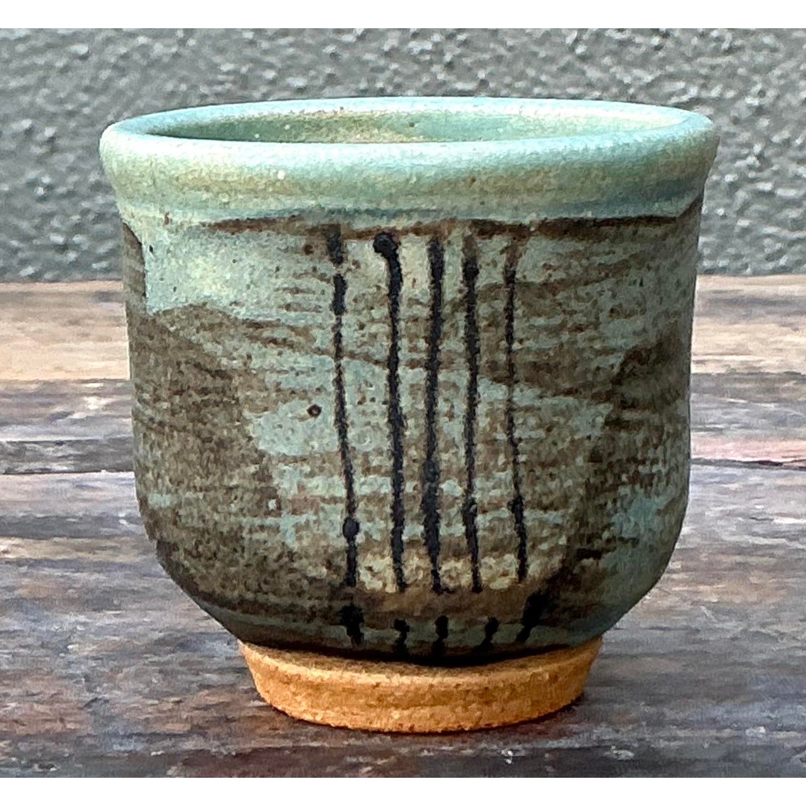 Vintage Boho Original Studio Pottery Small Vase - Ceramic, 2.75W x 2.5H - Top view
