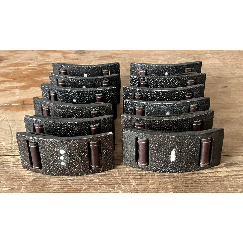 Vintage Boho Shagreen Napkin Rings - Set of 12 - Side view