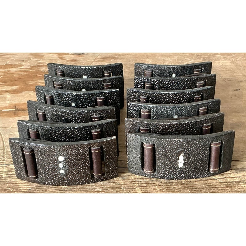 Vintage Boho Shagreen Napkin Rings - Set of 12 - Top view