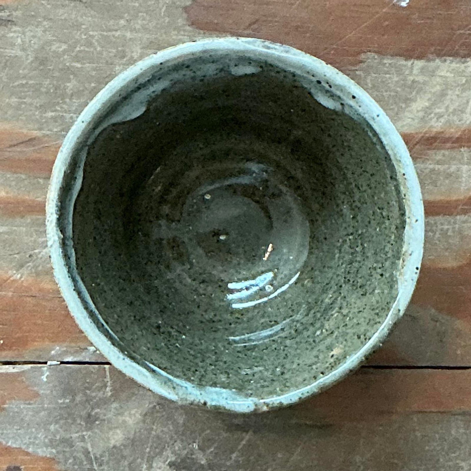 Vintage Boho Original Studio Pottery Bowl - Ceramic, 5W x 2.75H - Top view
