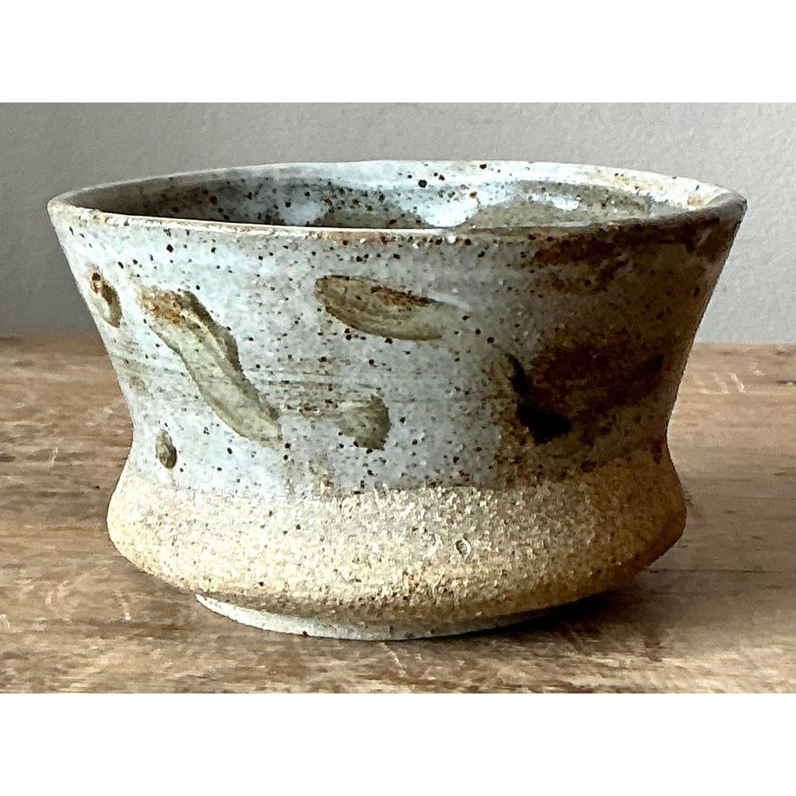 Vintage Boho Original Studio Pottery Bowl - Ceramic, 5W x 2.75H - Detail view