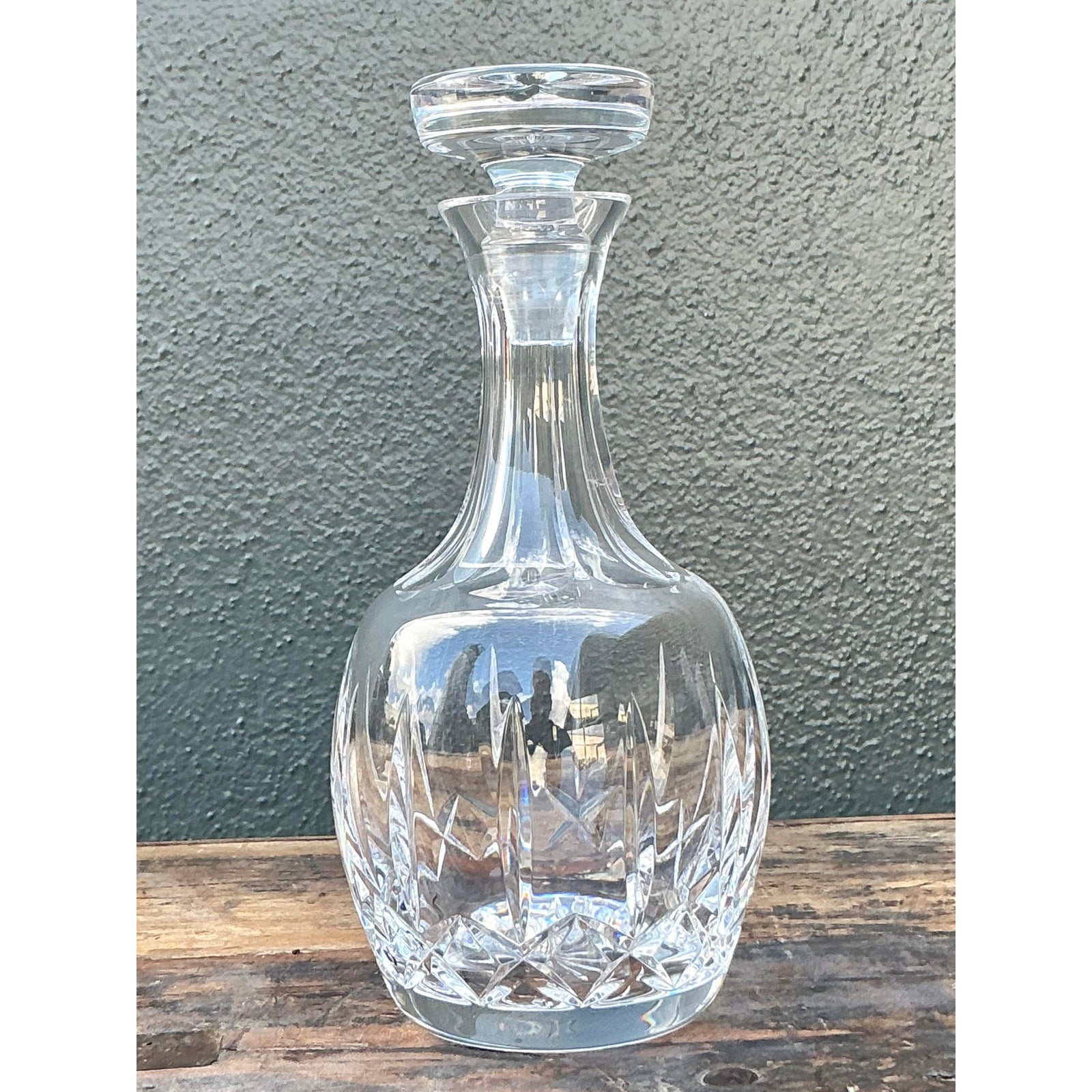 Vintage Regency Cut Glass Decanter - Glass, 4.25W x 10.25H - Top view