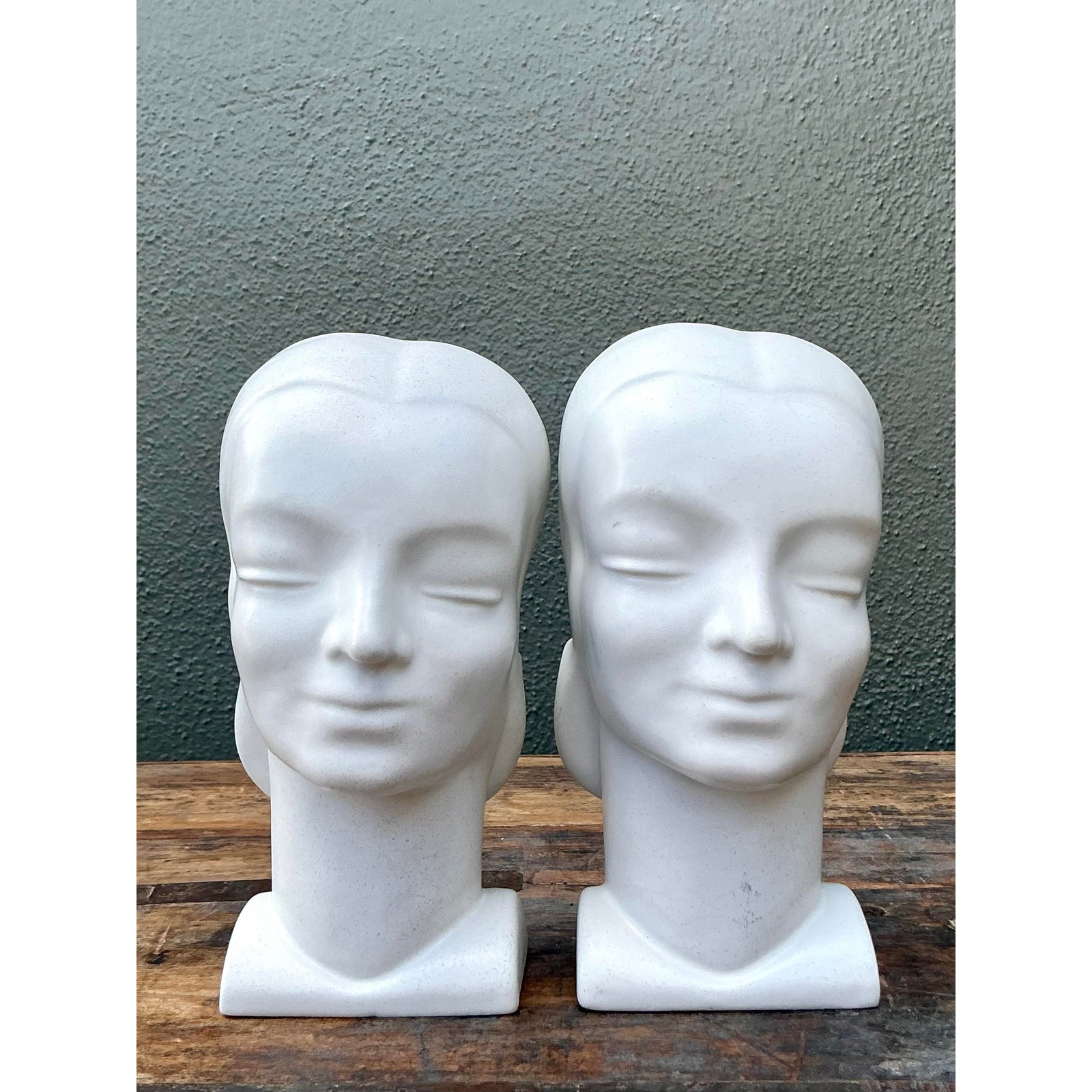 Vintage MCM Glazed Ceramic Wall Pockets. - Set of 2 - Top view