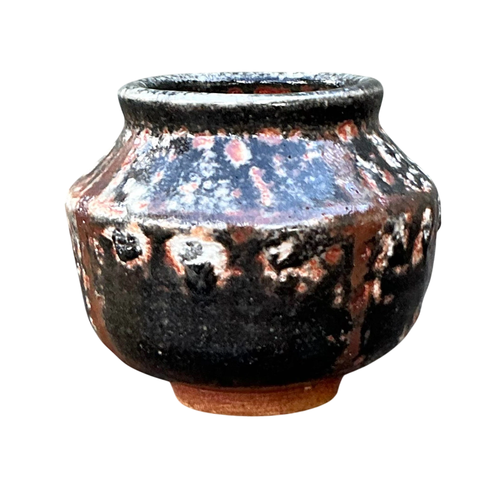 Vintage Boho Original Studio Pottery Small Vase - Ceramic, 3.75W x 3.25H - Detail view