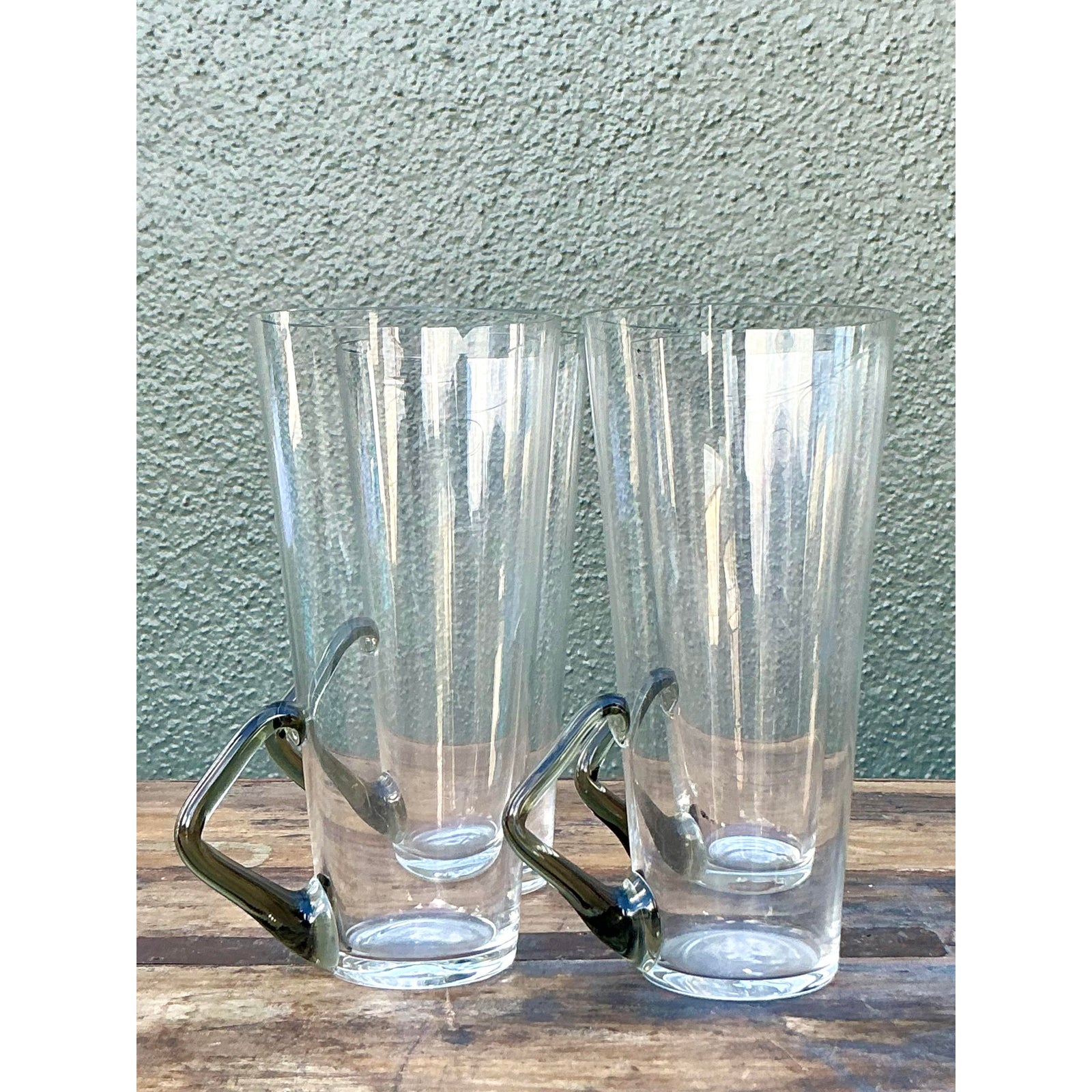 Vintage Boho Art Glass Highballs - Set of Four - Top view
