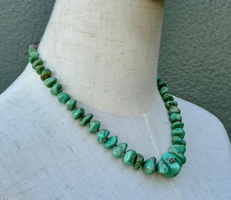 Vintage Turquoise Chunk Necklace - Top view