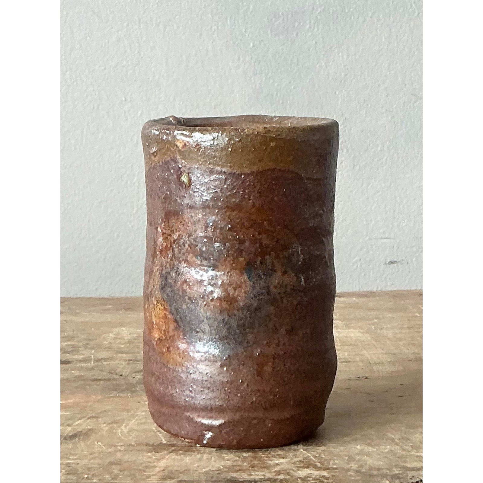 Vintage Boho Studio Pottery Vase - Ceramic, 2.5W x 4H - Detail view