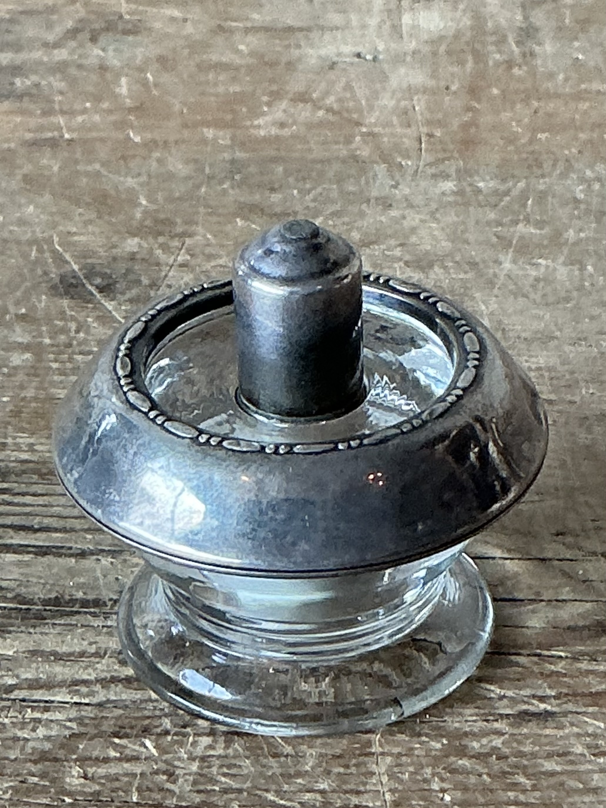 Vintage Boho Sterling Silver & Glass Table Lighter - Side view