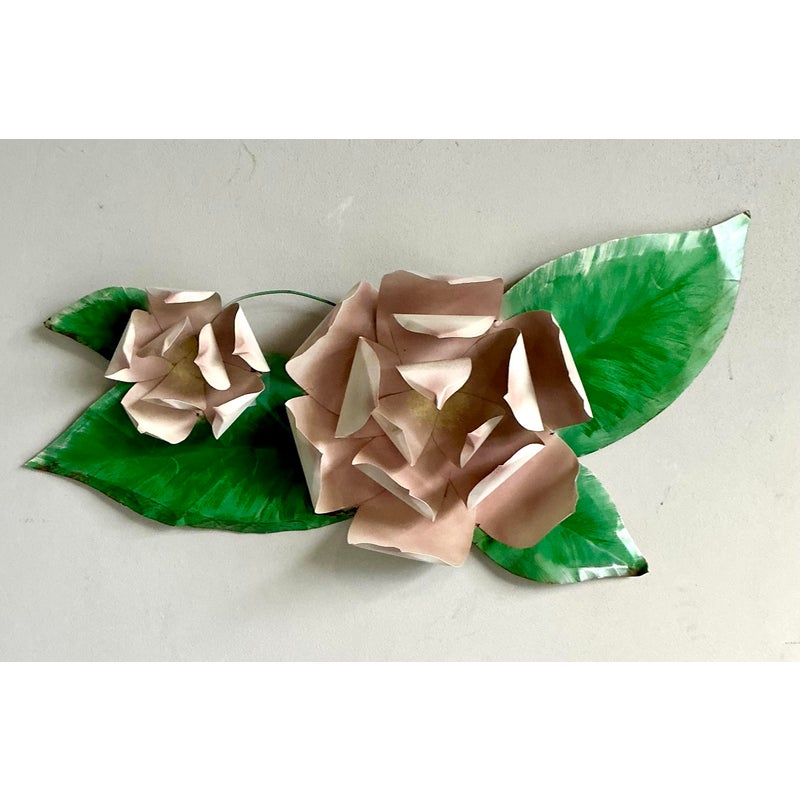 Vintage Boho Metal Roses Wall Sculpture - Side view