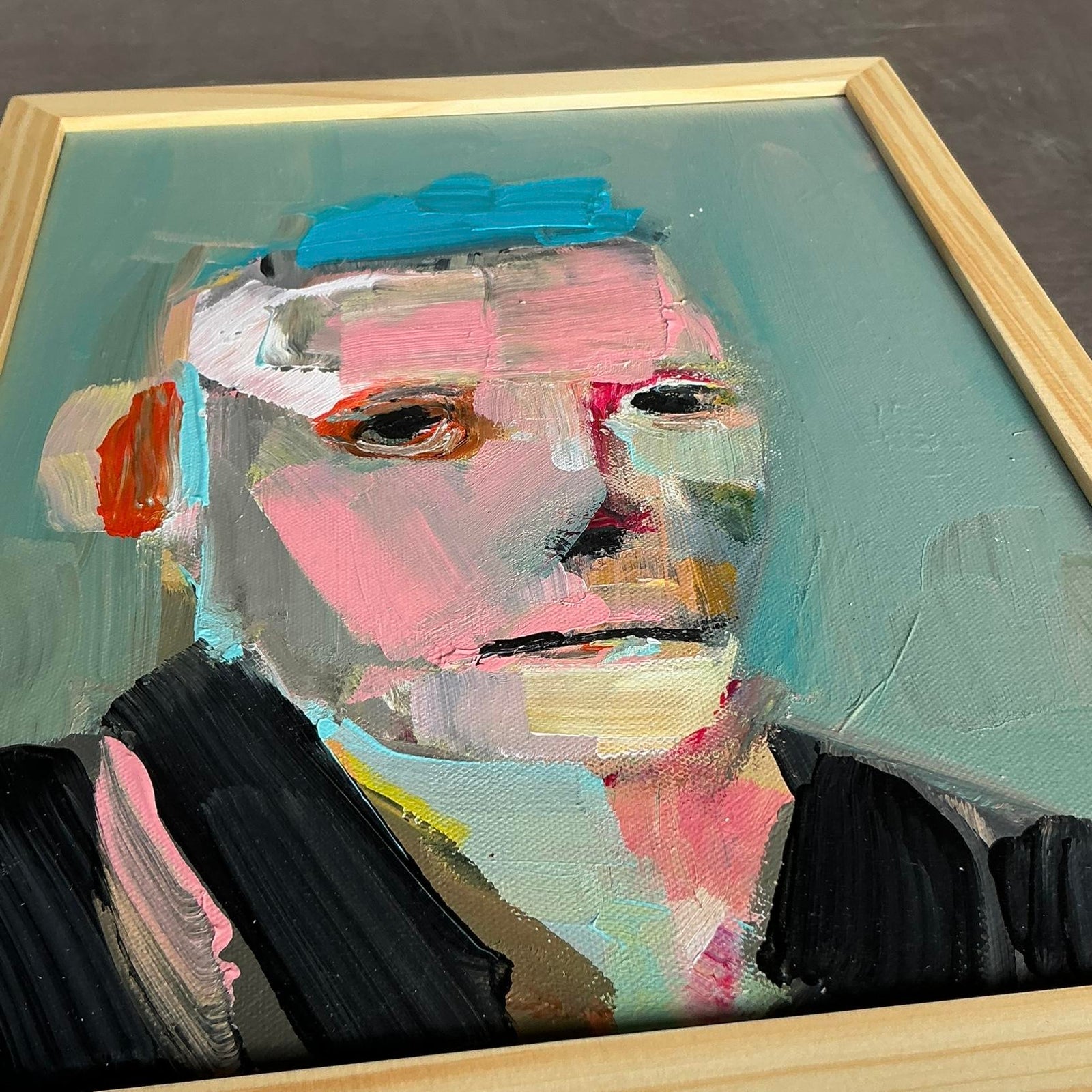 Vintage Boho Abstract Figurative Portrait on Canvas - Top view