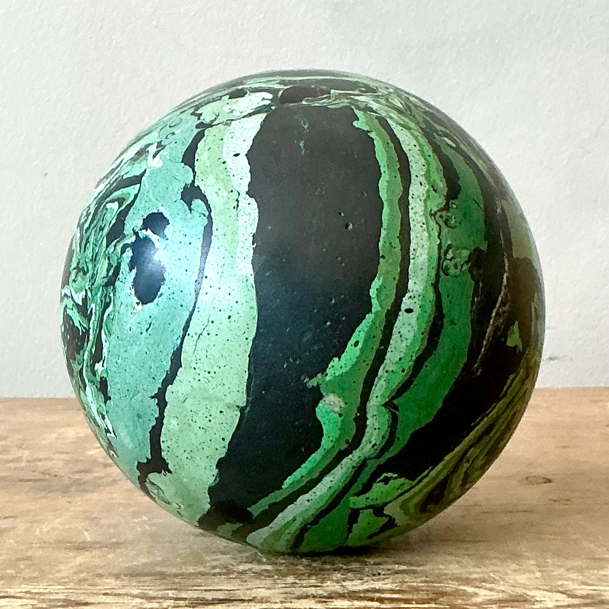 Vintage Boho Hand-Painted Scagliola Sphere - Back view
