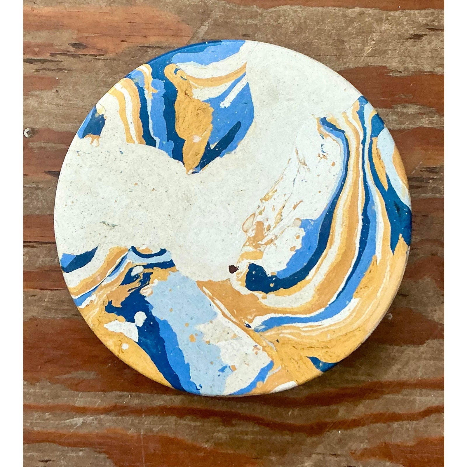 Boho Artisan Pigmented Plaster Scagliola Plinth - Side view