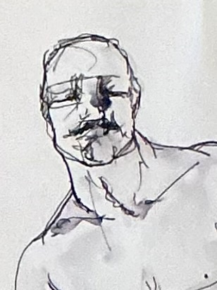 Vintage Boho Original Ink On Paper a nude Sketch Of Man - Top view