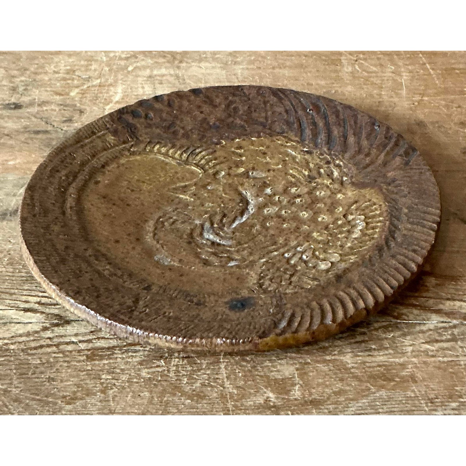 Vintage Boho Original Studio Pottery Phoenix Plate - Top view