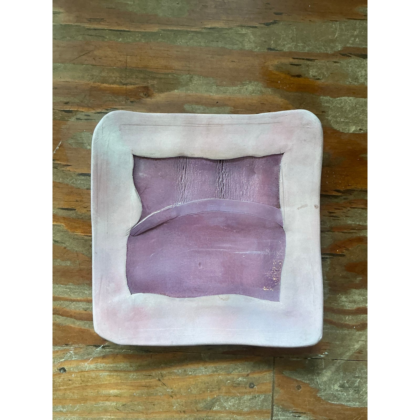 Vintage Boho Original Studio Pottery Tray - Ceramic, 12.25W x 2H - Detail view
