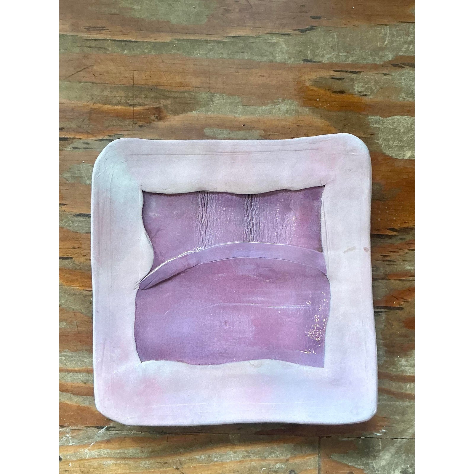 Vintage Boho Original Studio Pottery Tray - Ceramic, 12.25W x 2H - Side view