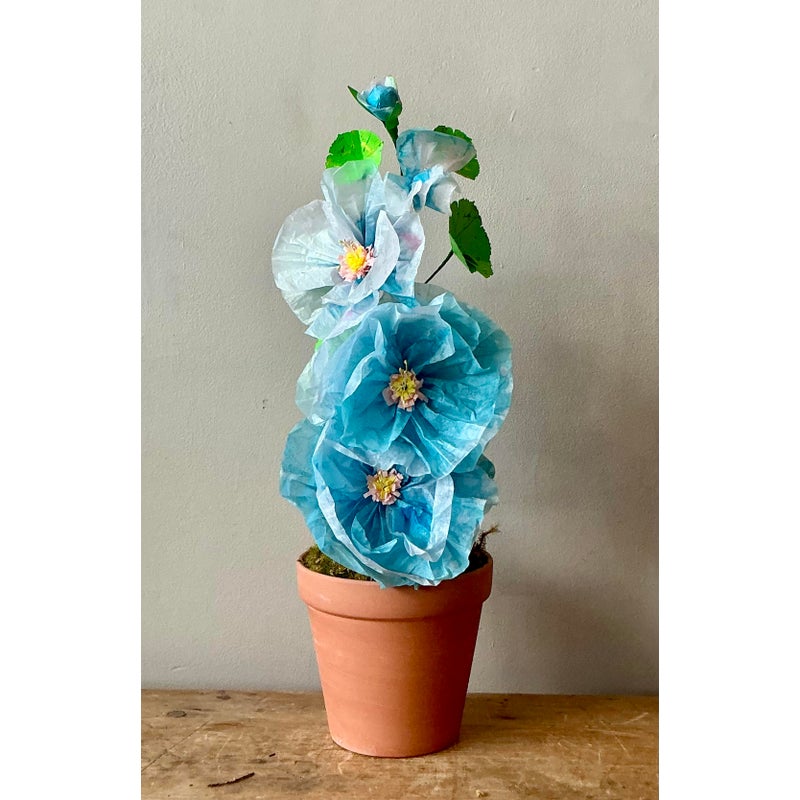Contemporary Hand Rolled Paper Flowers - Terracotta, 6.5W x 20.5H - Back view