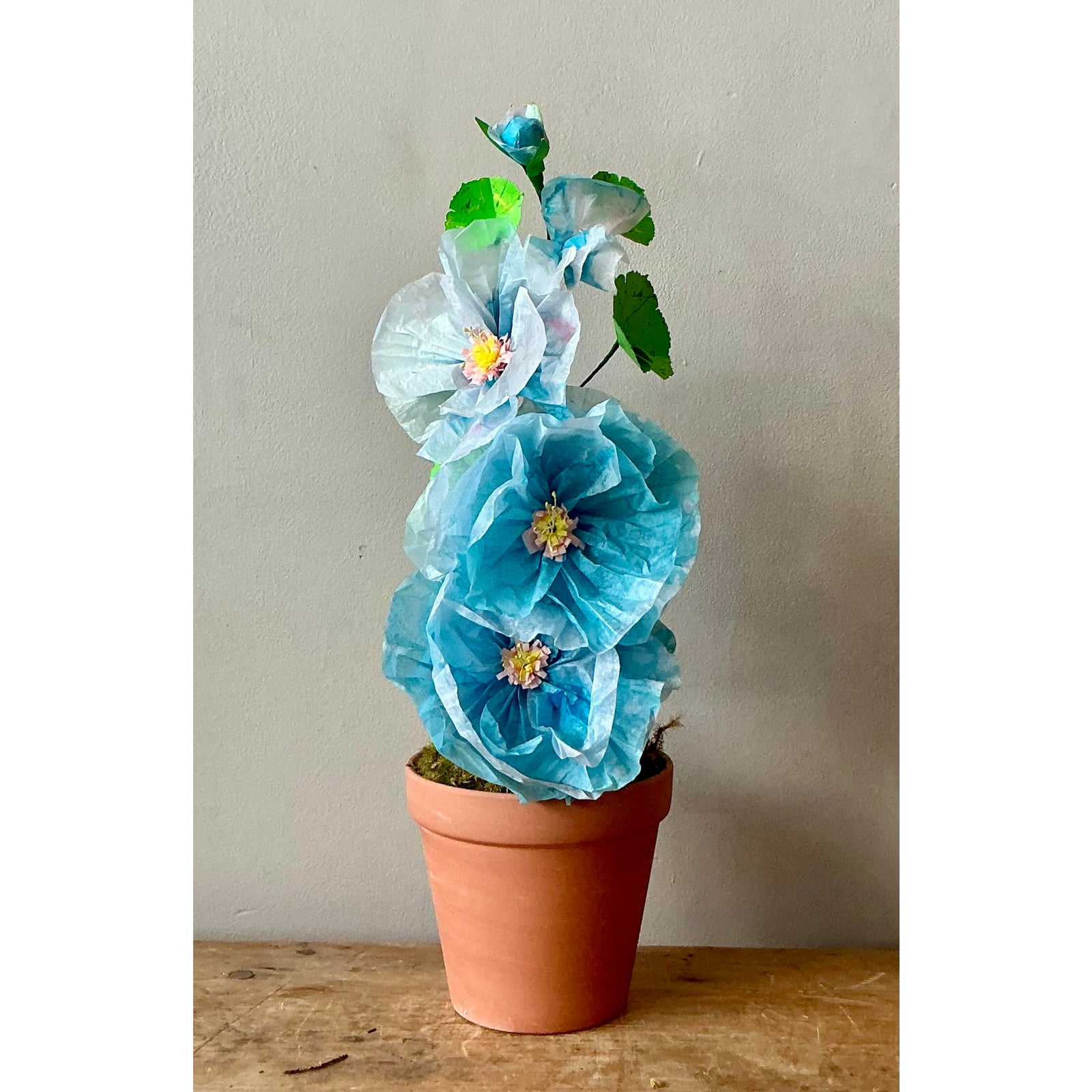 Contemporary Hand Rolled Paper Flowers - Terracotta, 6.5W x 20.5H - Side view