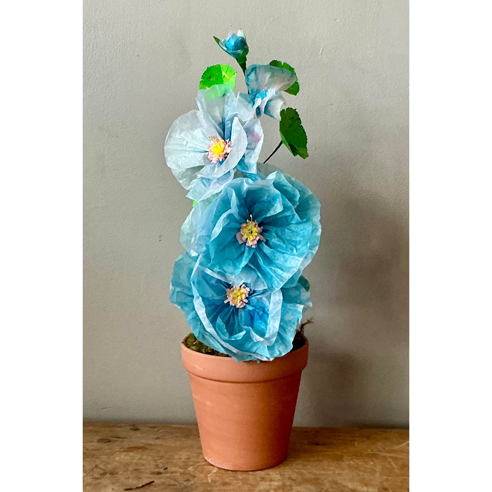 Contemporary Hand Rolled Paper Flowers - Terracotta, 6.5W x 20.5H - Top view
