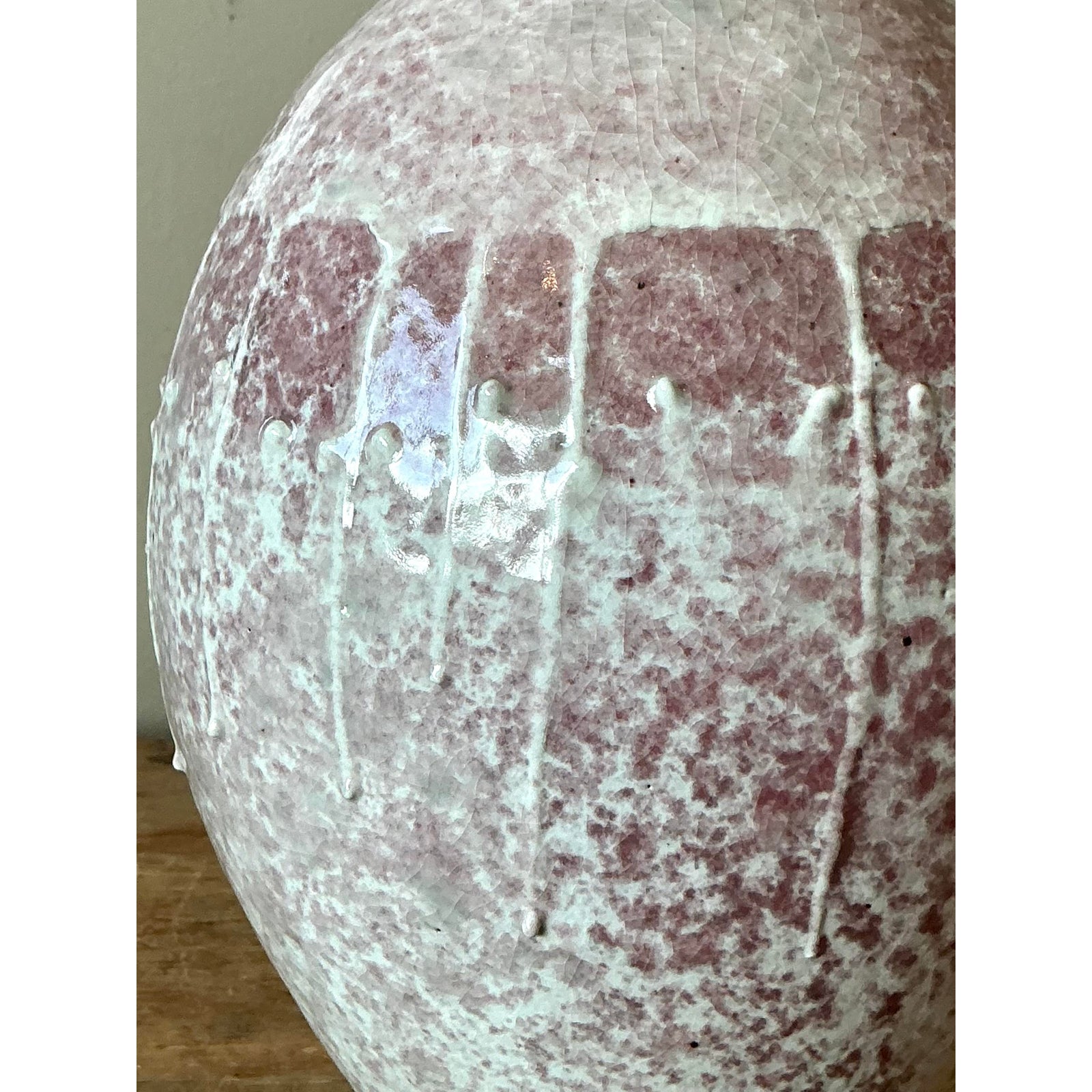 Vintage Boho Studio Pottery Vase - Ceramic, 6.25W x 11.75H - Top view