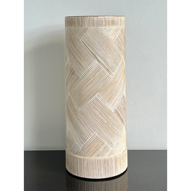 Vintage Boho Washed Pencil Reed Pedestal - Back view