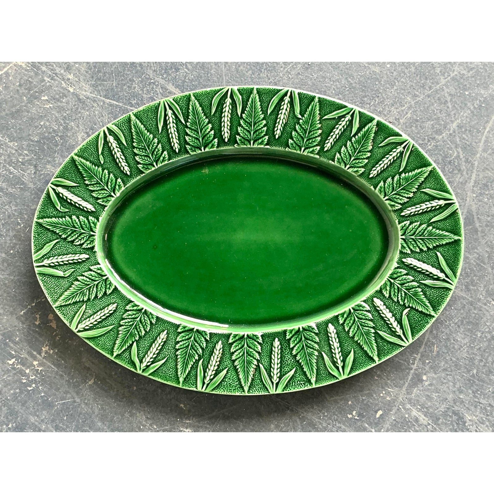 Vintage Boho Italian Glazed Ceramic Platter - Back view