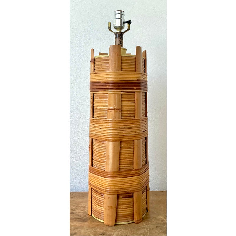 Vintage Boho Wrapped Rattan Lamp - Top view