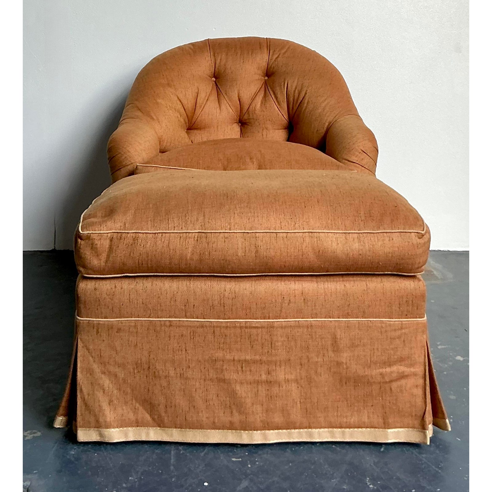 Vintage Regency Tufted Lounge Chair and Ottoman - Top view