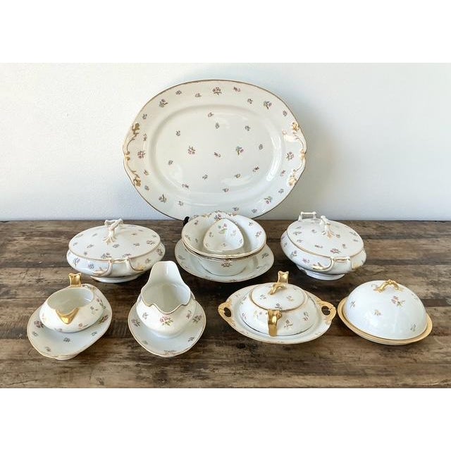 Vintage Regency Limoges China Floral Serving Pieces - Set of 12 - Back view