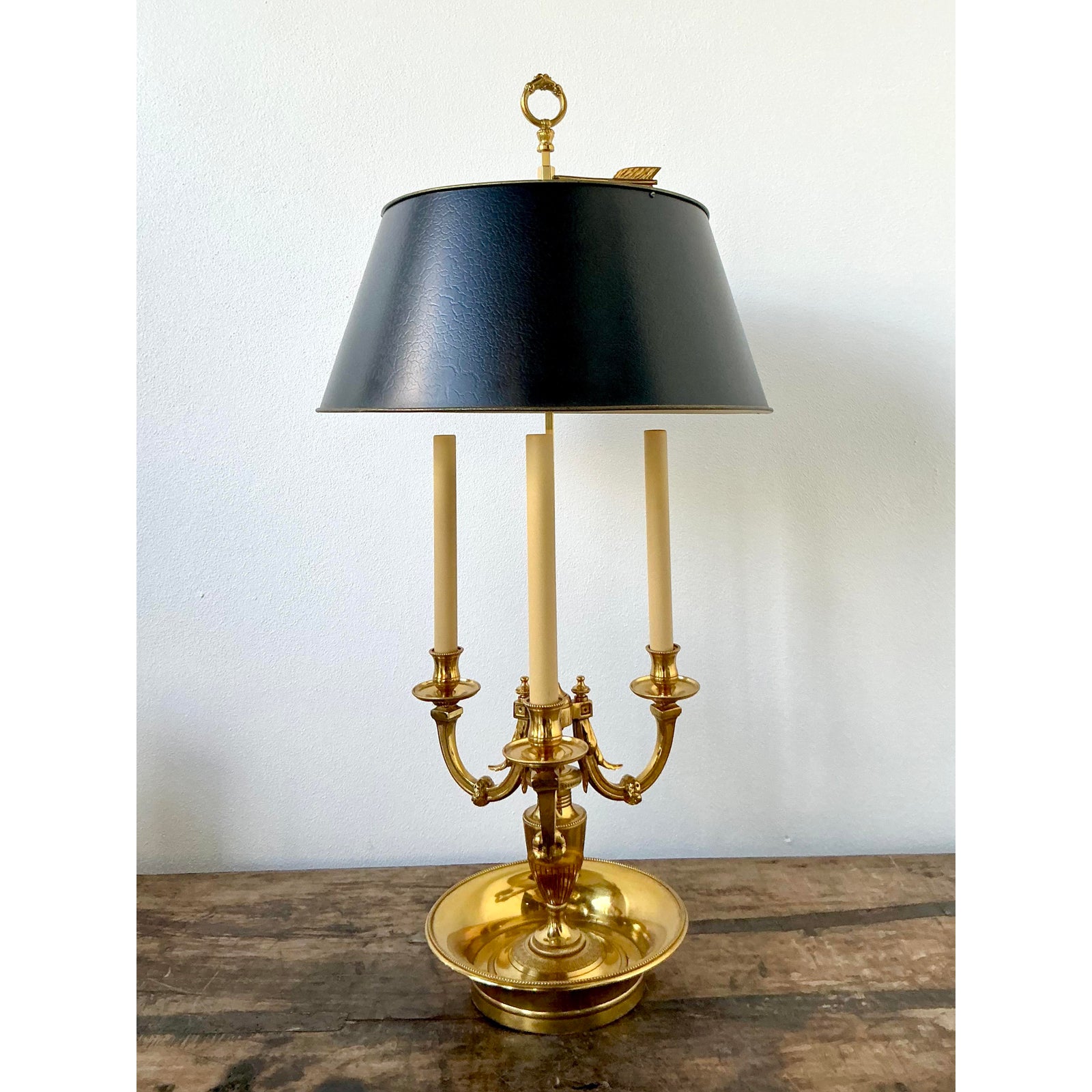 Vintage Regency French Bouillotte Three Arm Lamp - Back view
