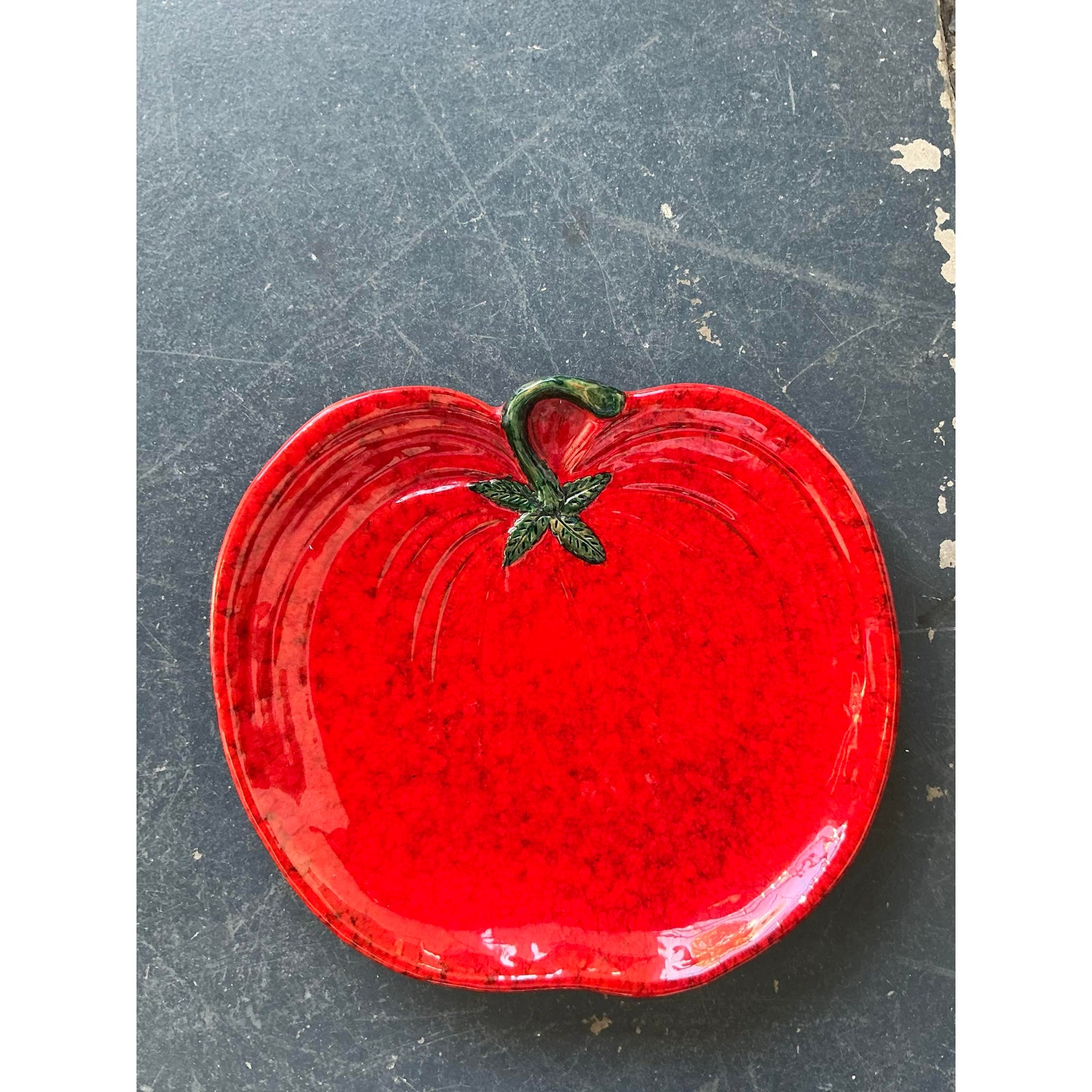 Vintage 1960s Italian Glazed Ceramic Platter - Back view