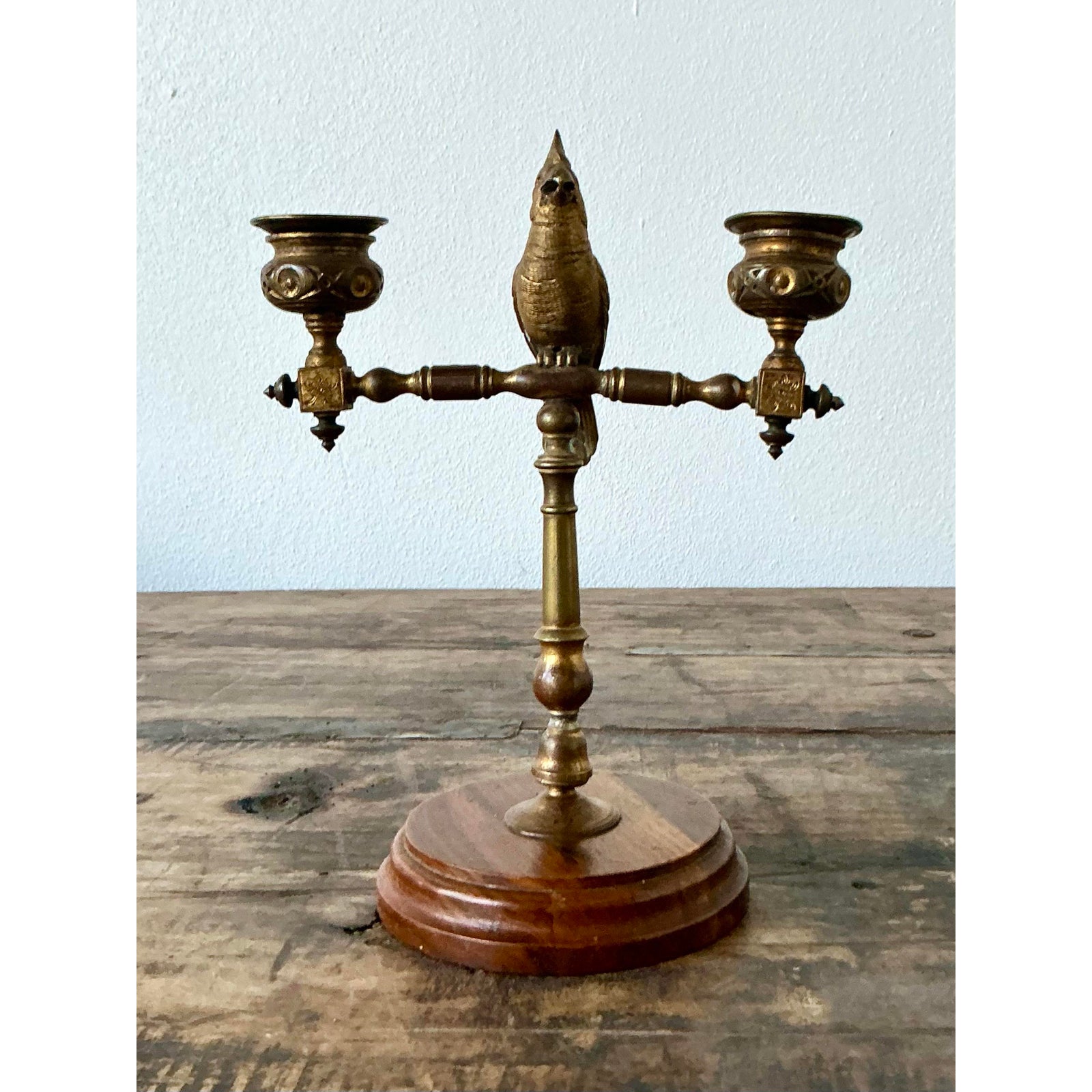 Vintage Boho Gilt Candlestick - Back view