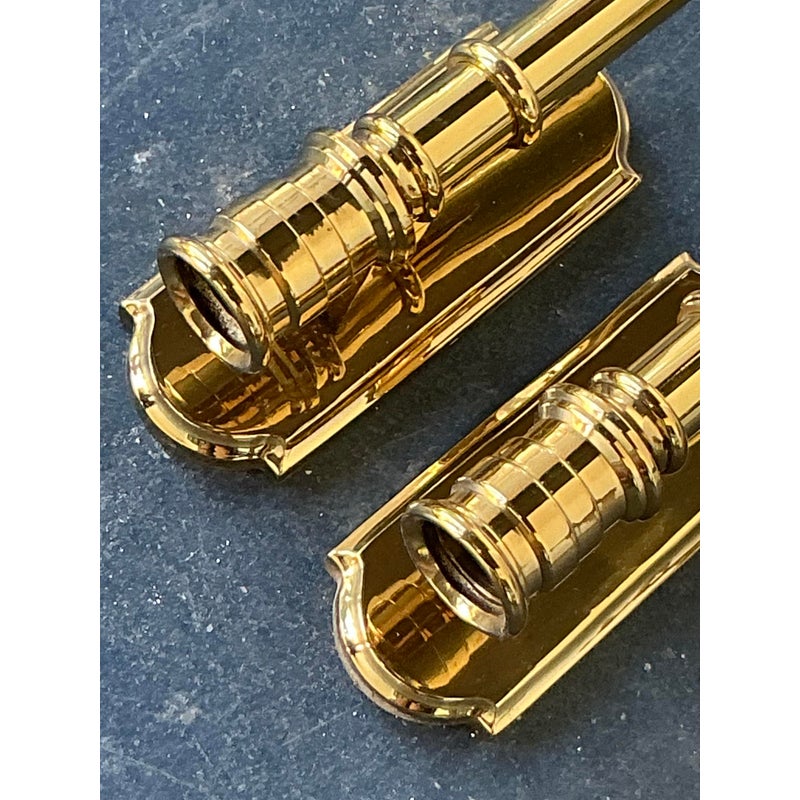 Vintage Regency Polished Brass Hurricane Candle Sconces - Detail view