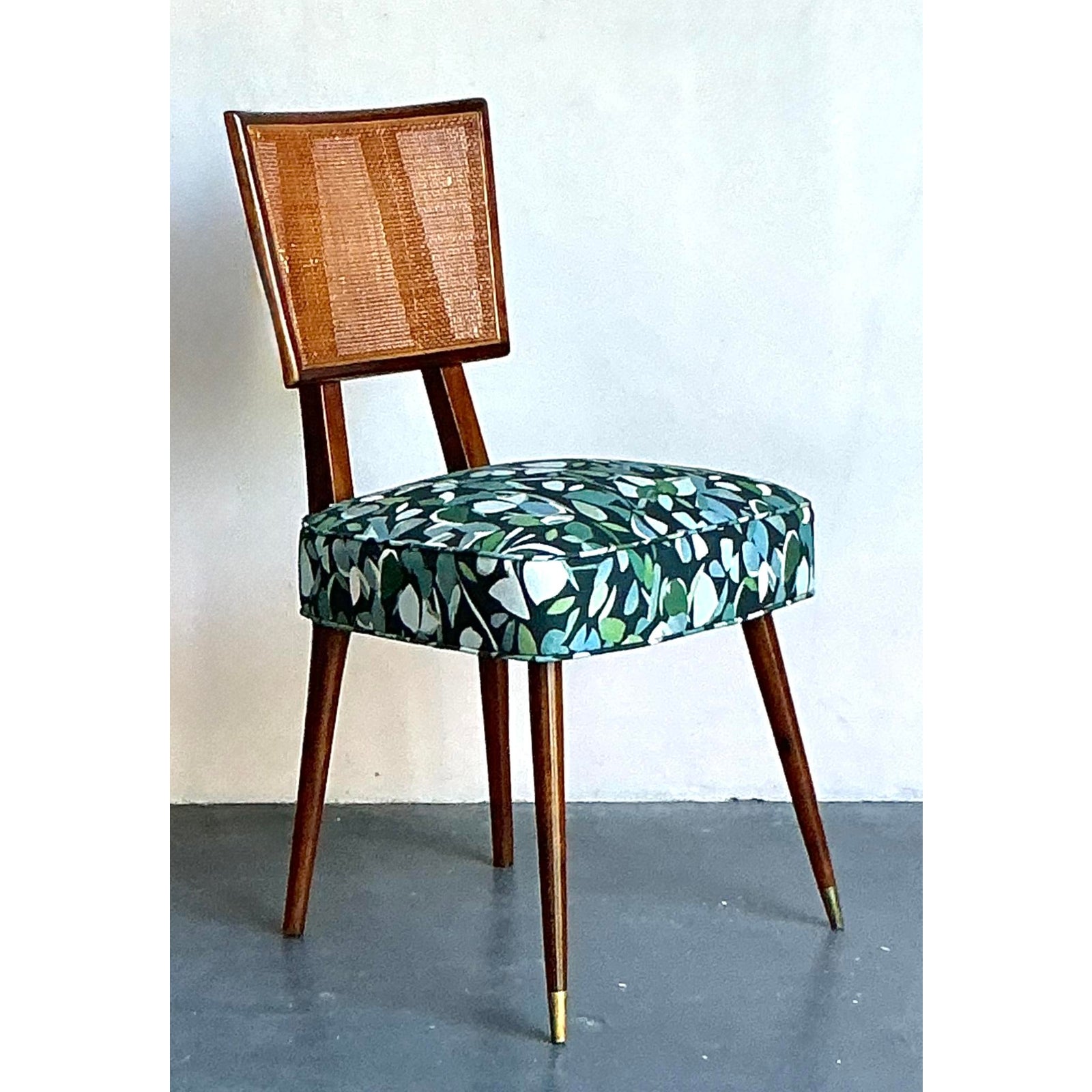 Vintage Boho MCM Cane Dining Chair - Side view