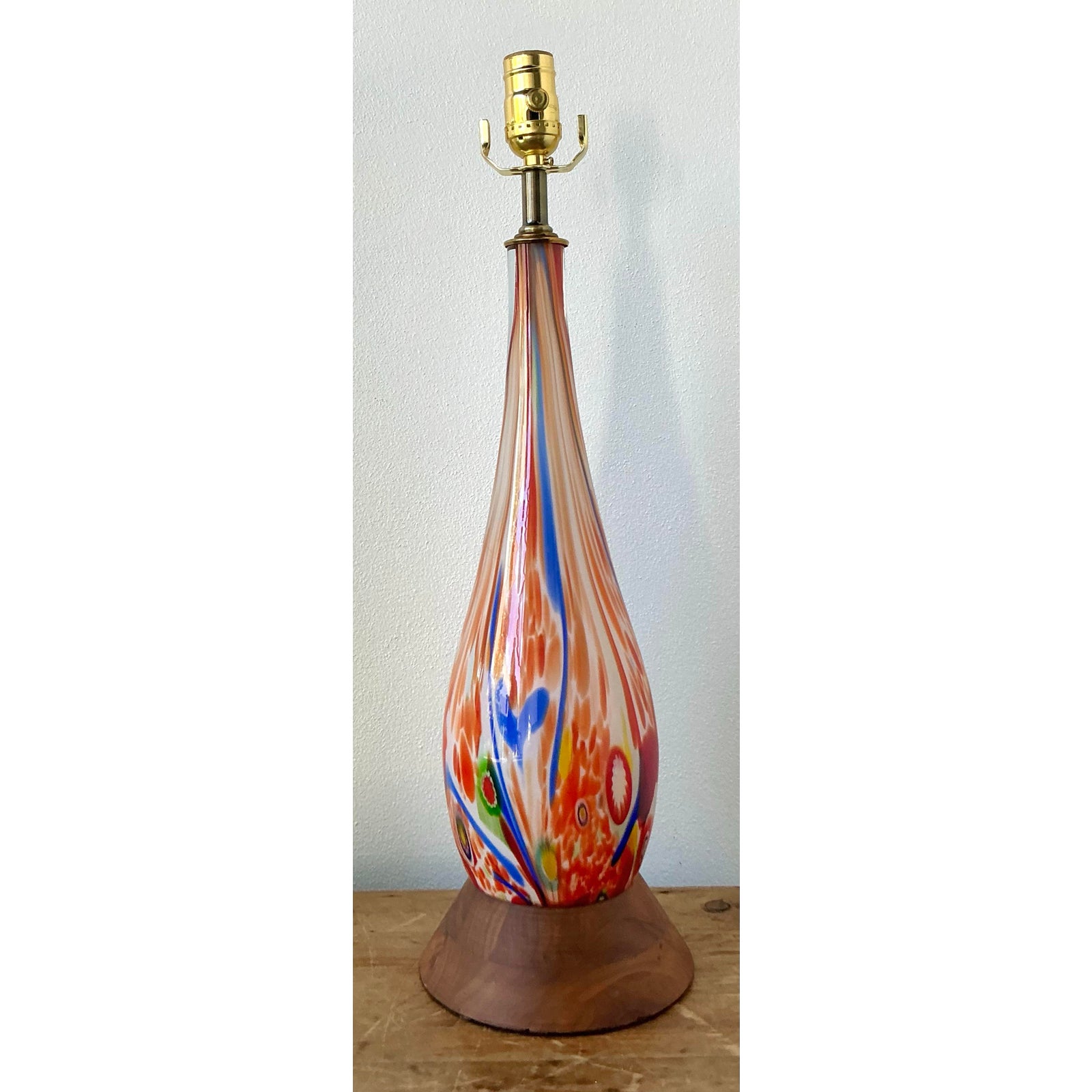 Vintage Boho Italian Glass Lamp - Glass, 6.5W x 22.25H - Top view