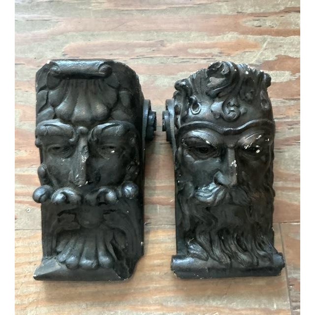 Vintage Boho Painted Plaster Corbels - Set of 2 - Side view