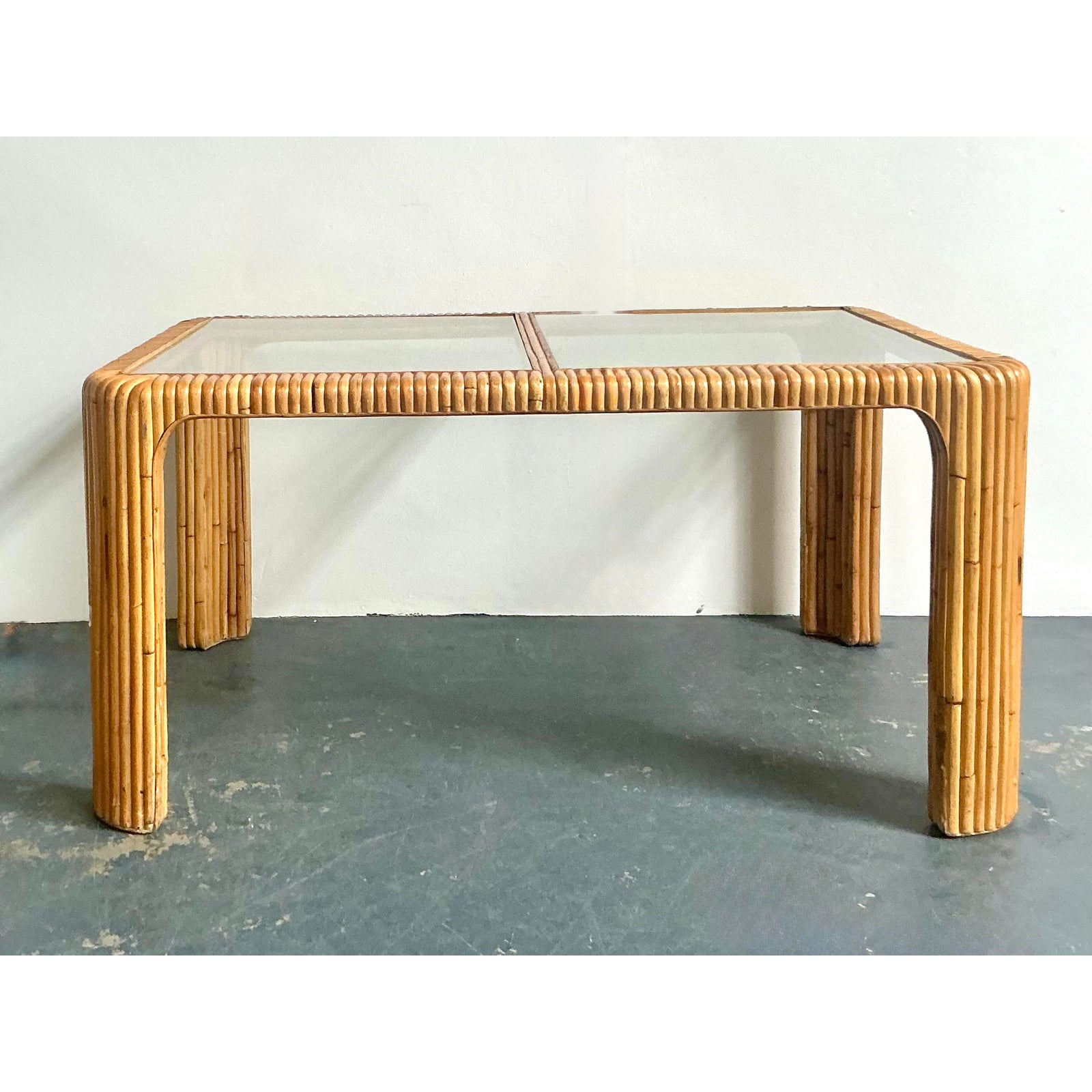 Vintage Boho Bent Rattan Dining Table - Back view