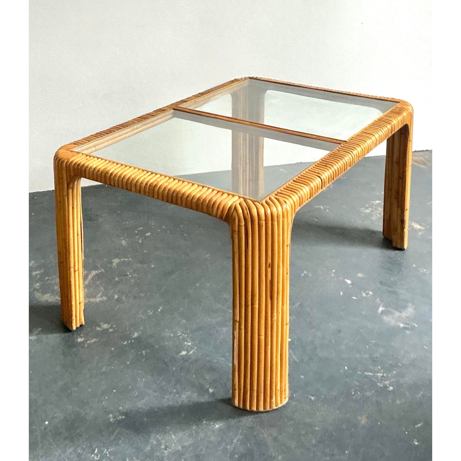 Vintage Boho Bent Rattan Dining Table - Detail view