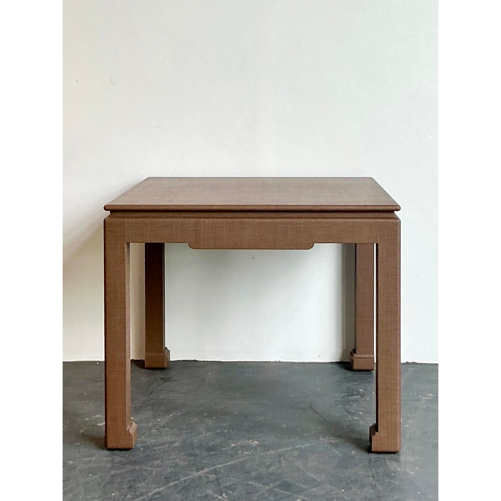 Vintage Boho Lacquered Grasscloth Game Table - Back view