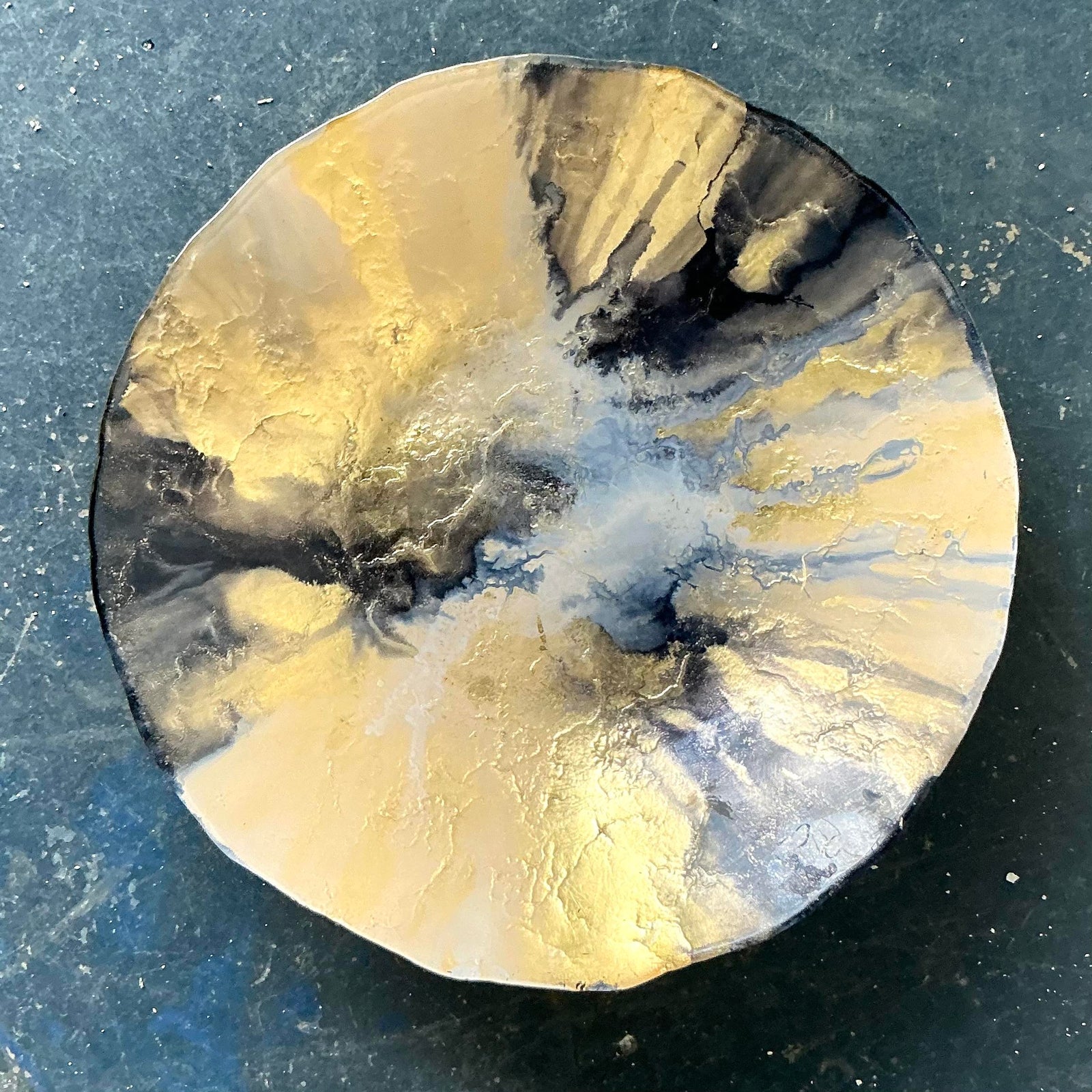 Vintage Boho Reverse Painted Bowl - Top view