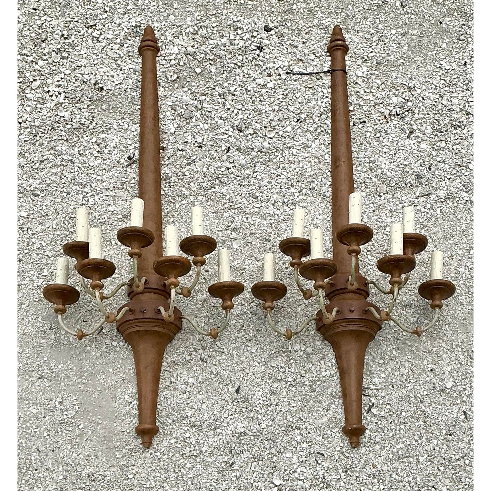 Vintage Boho Monumental Wall Sconces - A Pair - Back view
