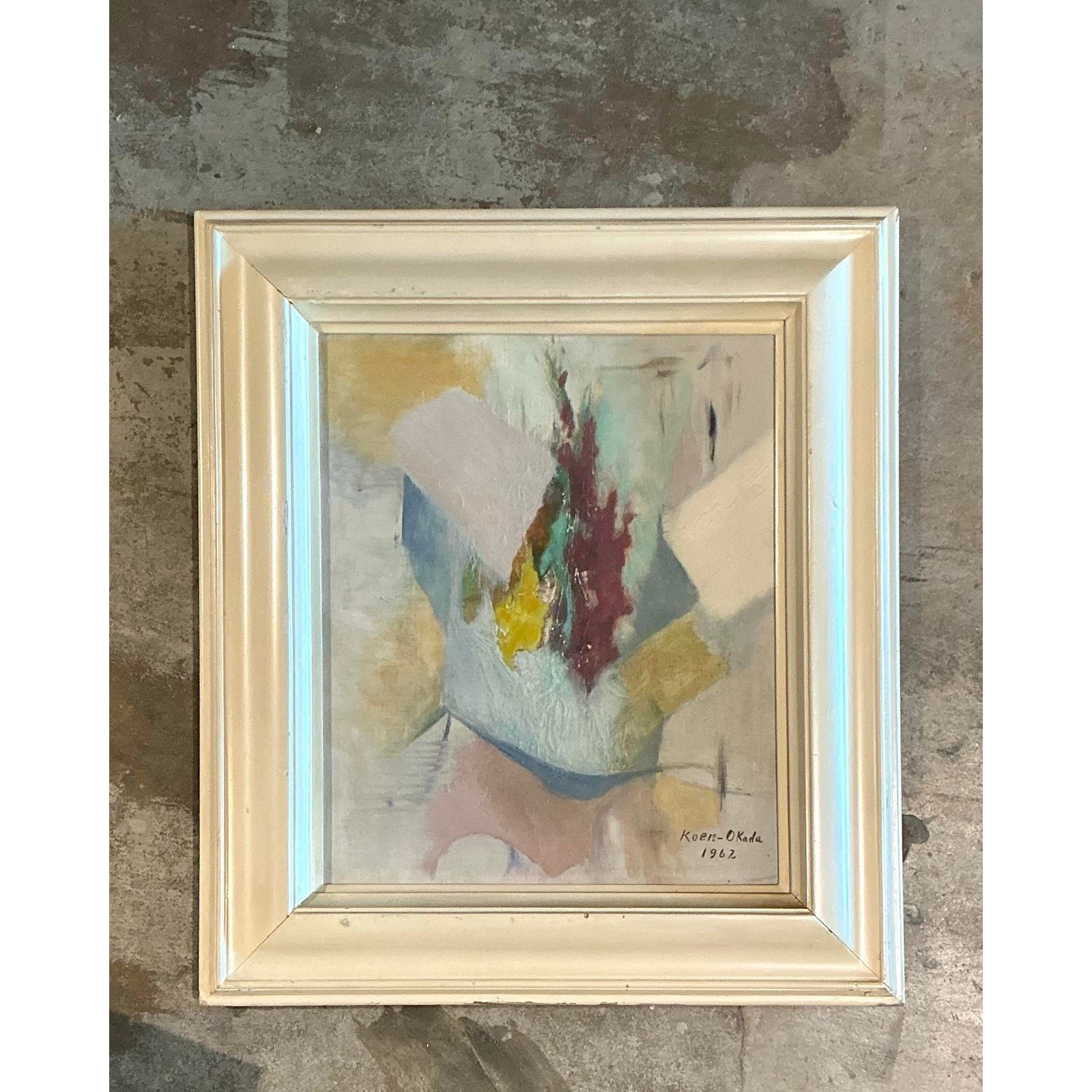 Vintage Original Abstract Oil Painting on Canvas - Canvas, 22.25W x 25.25H - Side view