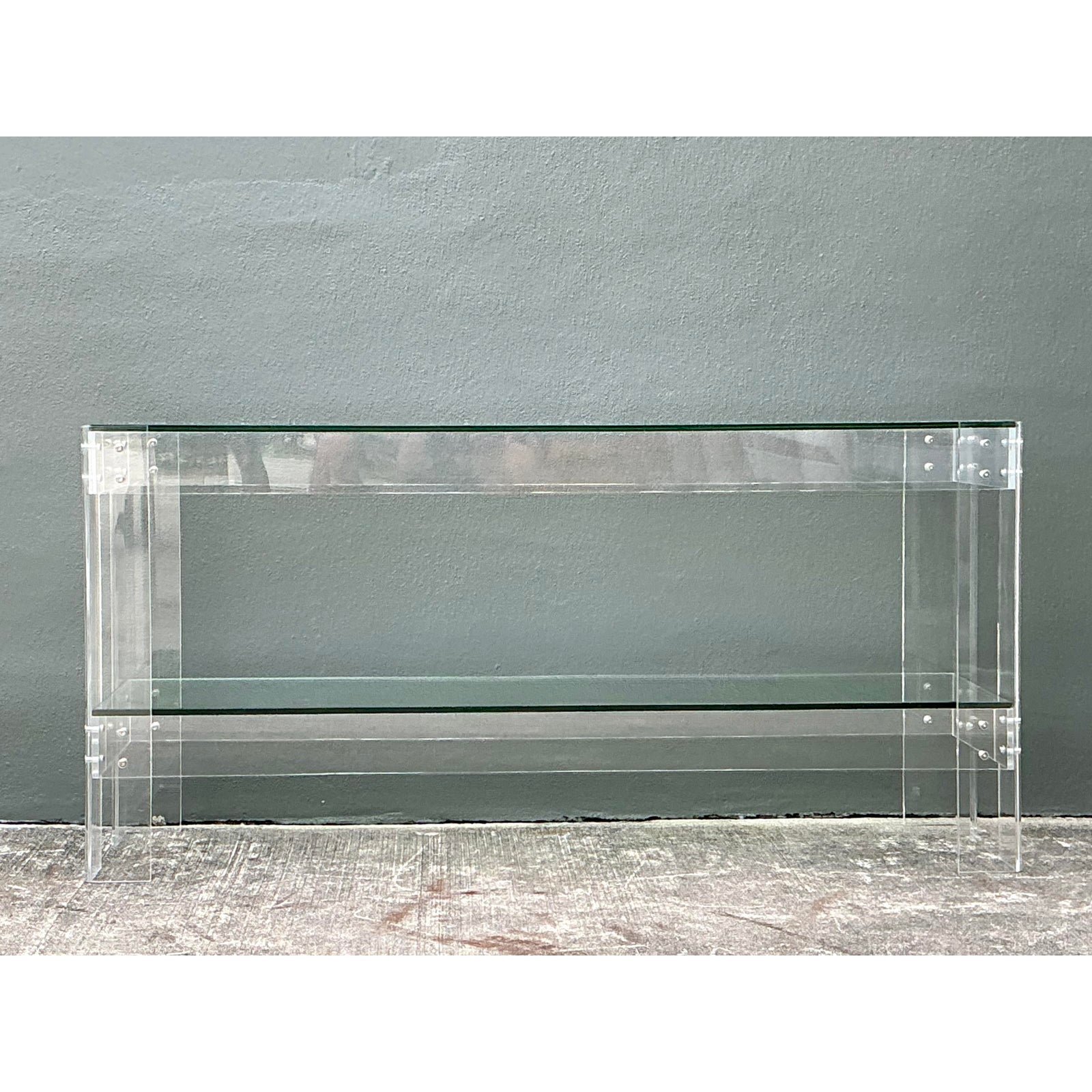 Vintage Lucite and Chrome Console Table - Top view