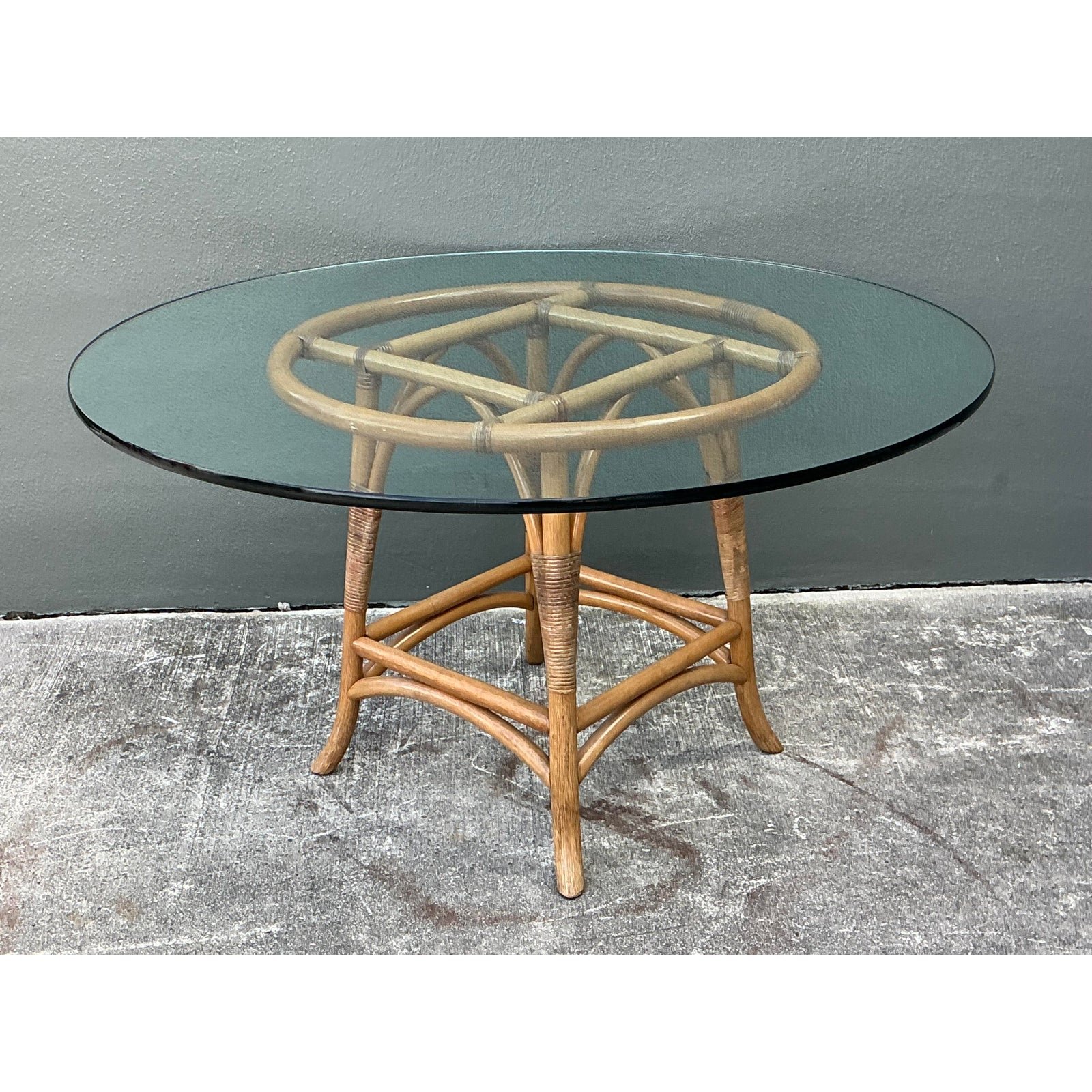 Vintage Bent Rattan Dining Table - Side view