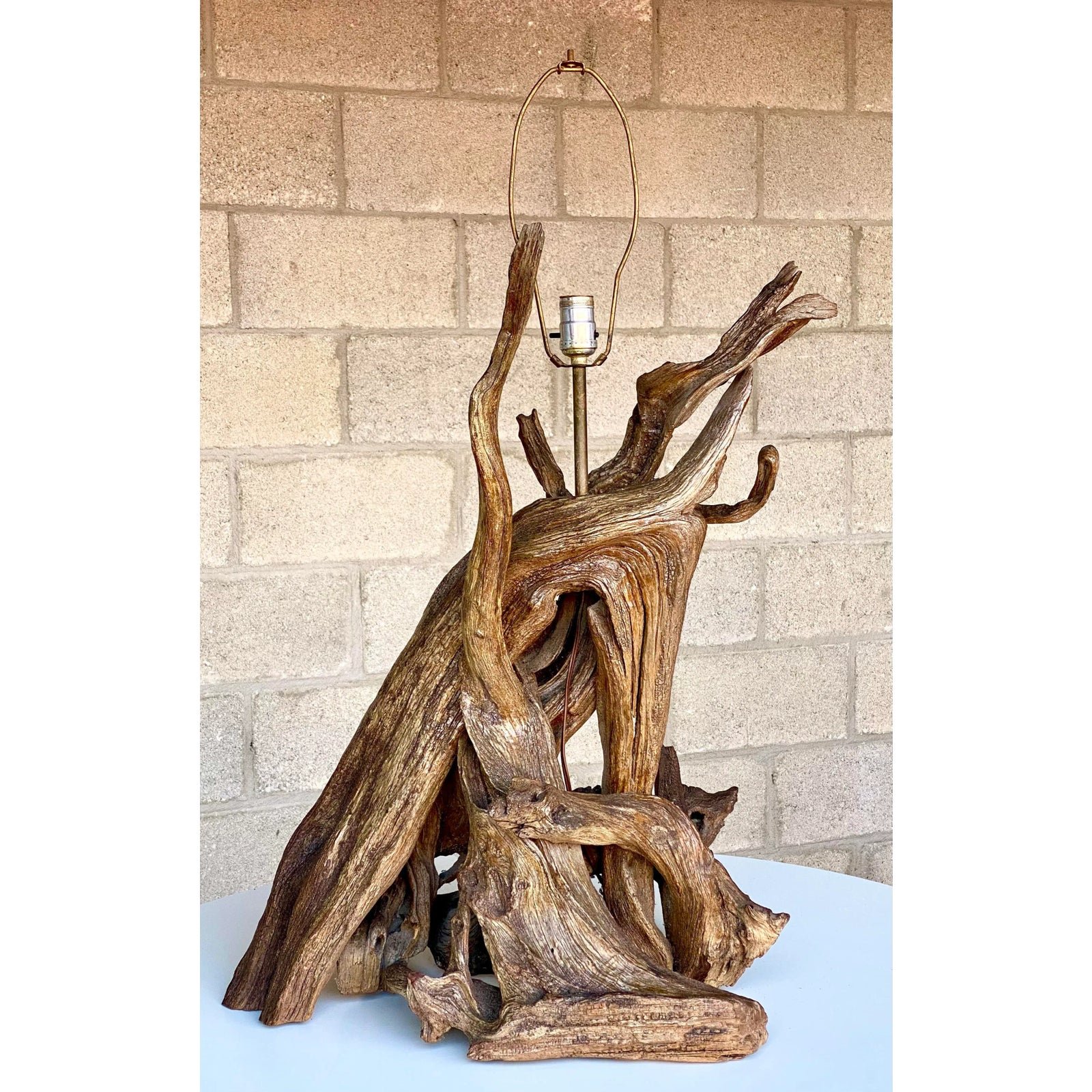 Monumental Organic Driftwood Sculptural Table Lamp - Detail view
