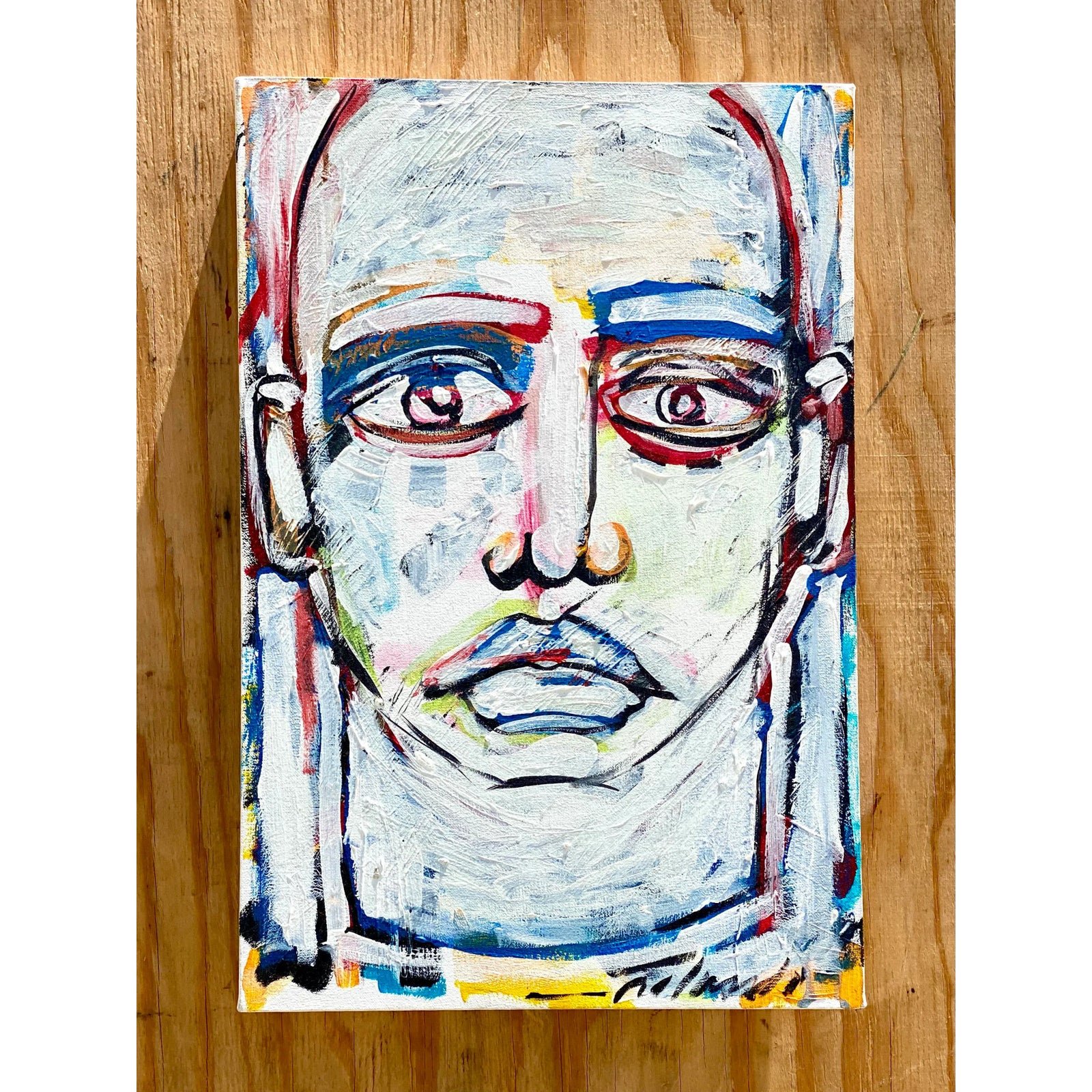 Contemporary Original Abstract Oil Signed Roland - Side view