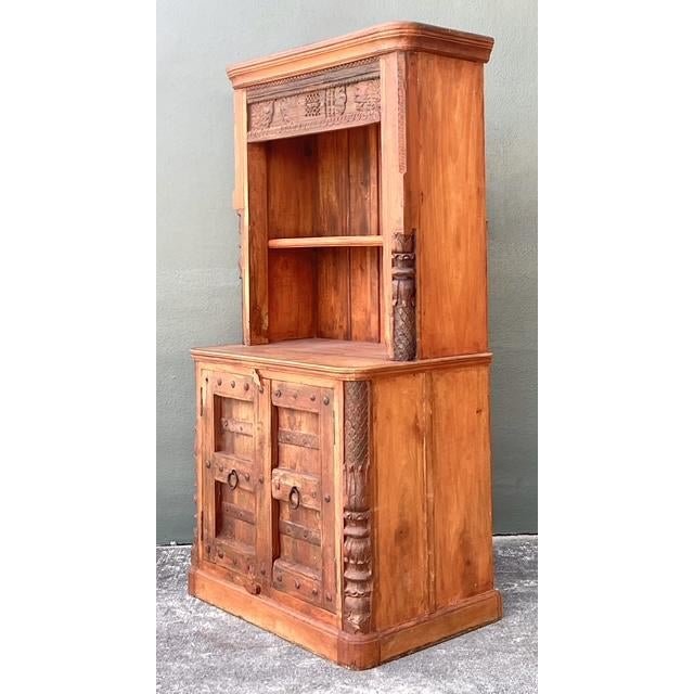 Vintage Hand Carved Teak Cabinet - Side view