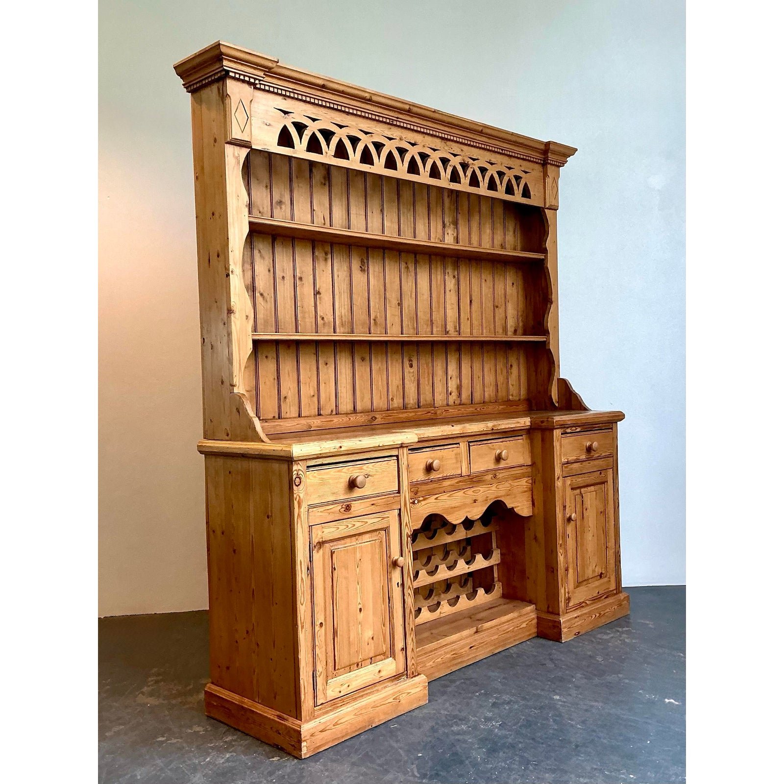 Vintage Rustic Knotty Pine Hutch - Back view
